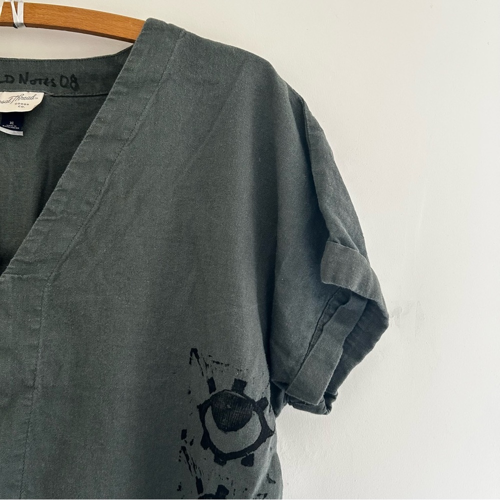Universal Thread Green Eye Block Print Short Slee… - image 6